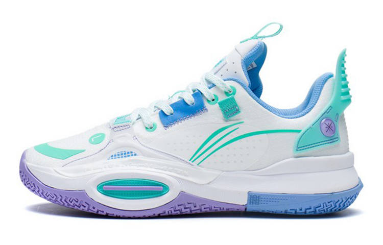 Li-Ning YOUNG Li Ning YOUNG Fabric Low top Basketball Shoes White Green Unisex