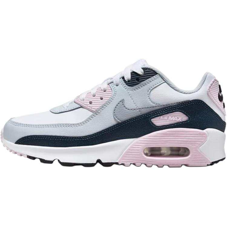 Nike Nike Air Max 90 Synthetic Leather Abrasion Resistant Low top Kids' Running Shoes White Pink Teenagers