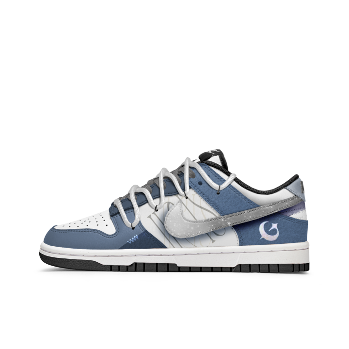 Nike Nike Dunk Slip Resistant Abrasion Resistant Low top Kids' Skateboarding Shoes Blue White Teenagers