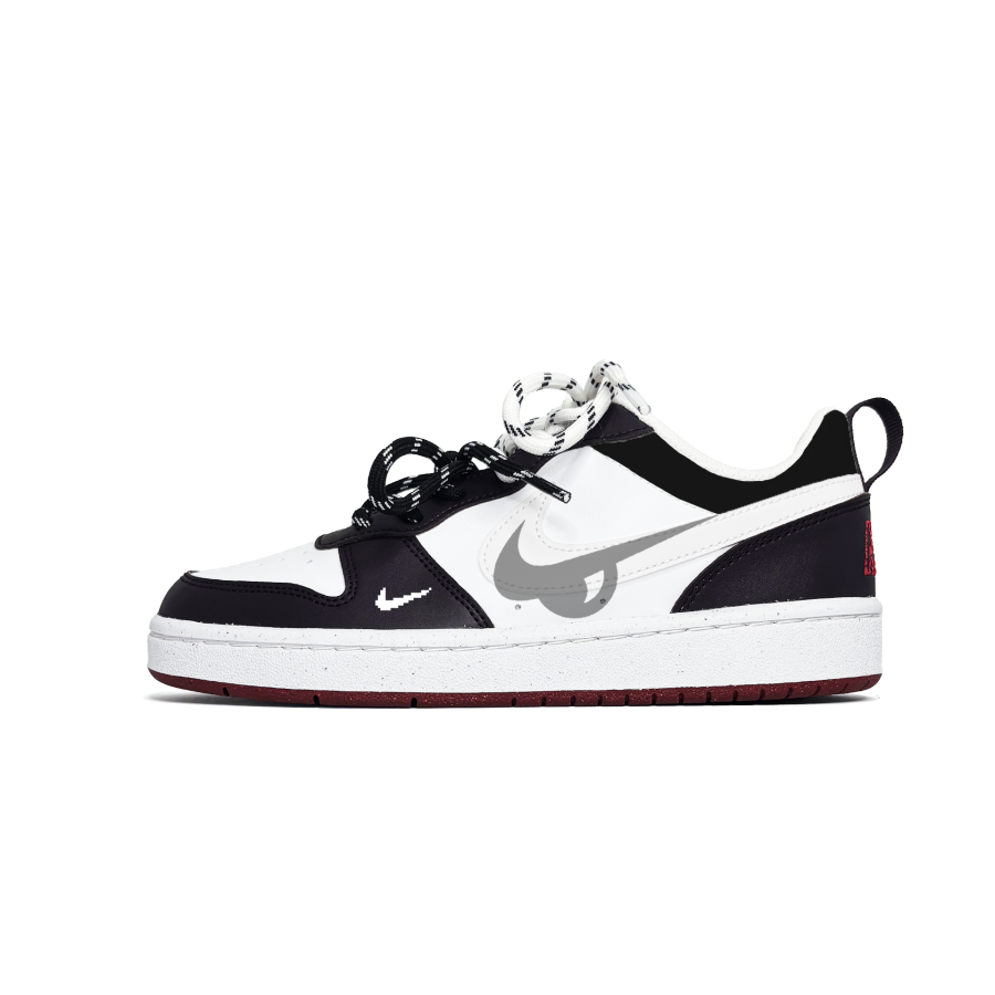 Nike Nike Court Borough SE Gray Eyes Abrasion Resistant Slip Resistant Low top Skateboard Shoes Black White Teenagers