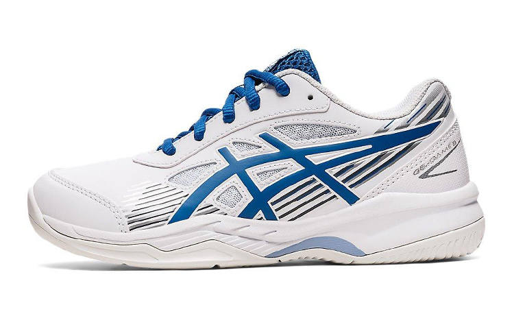ASICS Gel Game 8 Tennis Shoes Cushioning Abrasion Resistant Low top Kids' Training Shoes White Blue Teenagers