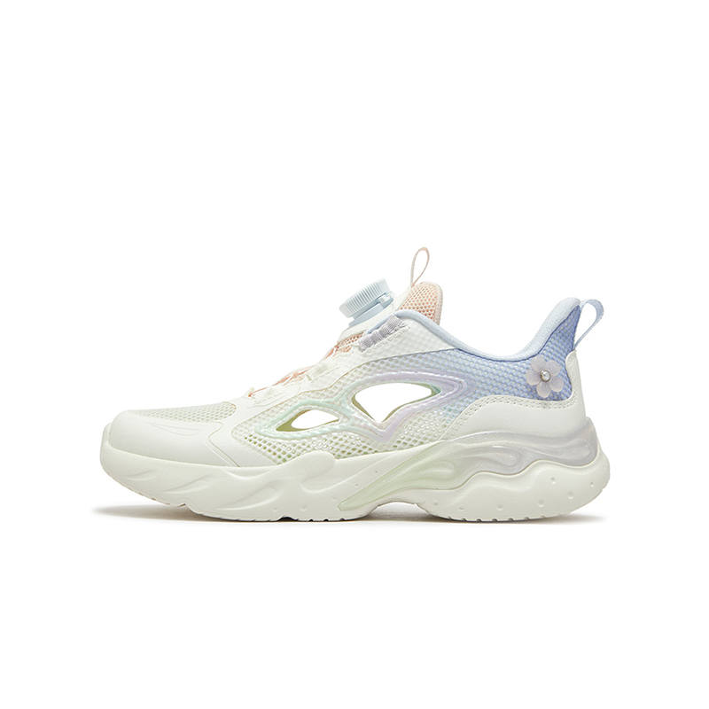 XTEP Slip Resistant Abrasion Resistant Low top Casual Shoes Sail White Light Purple Light Blue Kids'