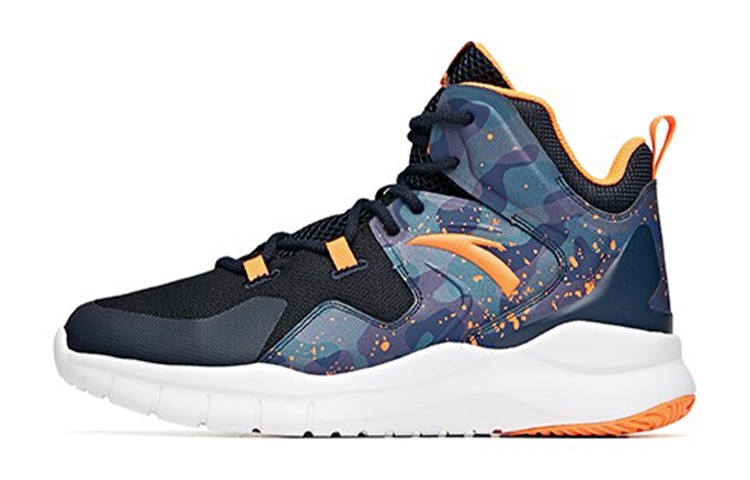 Antakids Textile, Synthetic Leather Abrasion Resistant Breathable High top Basketball Shoes Black Orange Teenagers