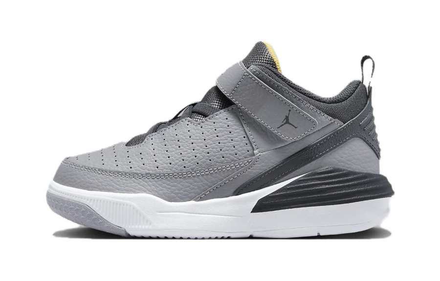 Jordan Jordan Max Aura 5 Cushioning, Wear Resistant Mid top Children's Basketball Shoes Gray Black Children Aged 3 7 Years Old