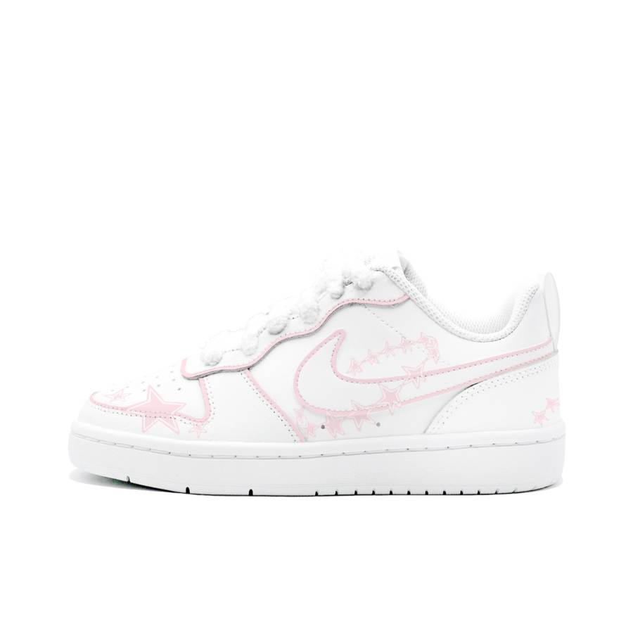Nike Nike Court Borough Star Feather Love Leather Low top Kids' Skateboarding Shoes White Pink Unisex