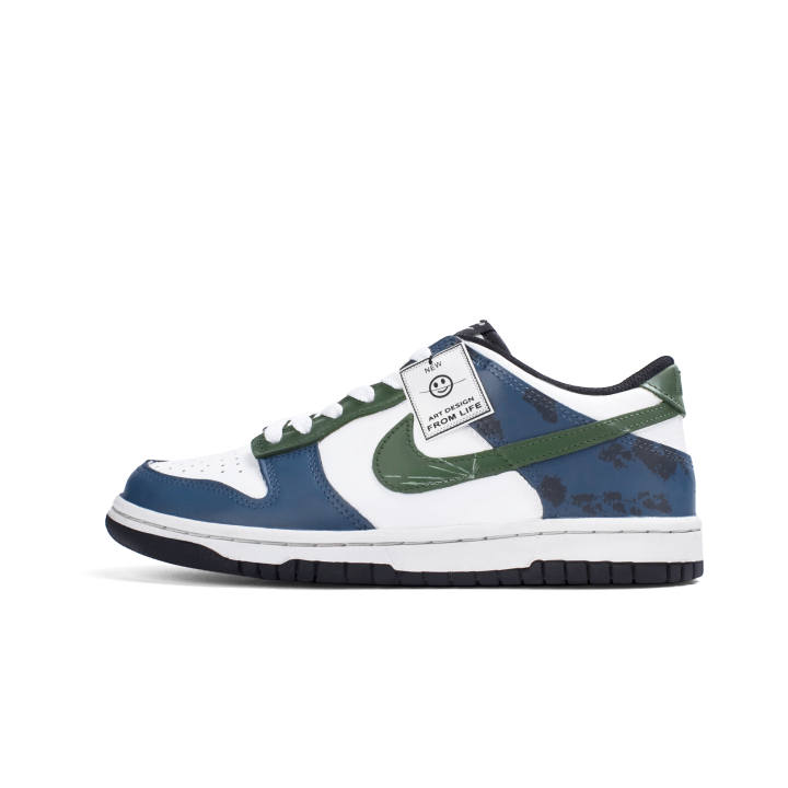 Nike Nike Dunk 'Black' Leather Cushioning Abrasion Resistant Lightweight Cushioning Skateboard Shoes Dark Blue Kids'
