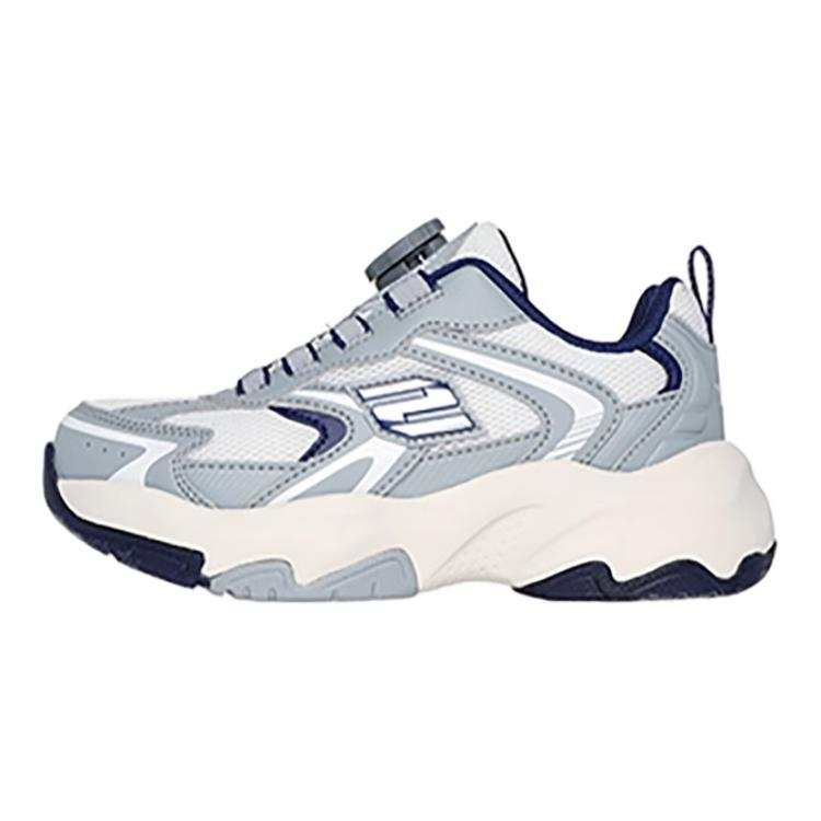 Skechers Kids Fabric Comfortable Slip Resistant Abrasion Resistant Low top Kids Lifestyle Shoes Gray White Kids'