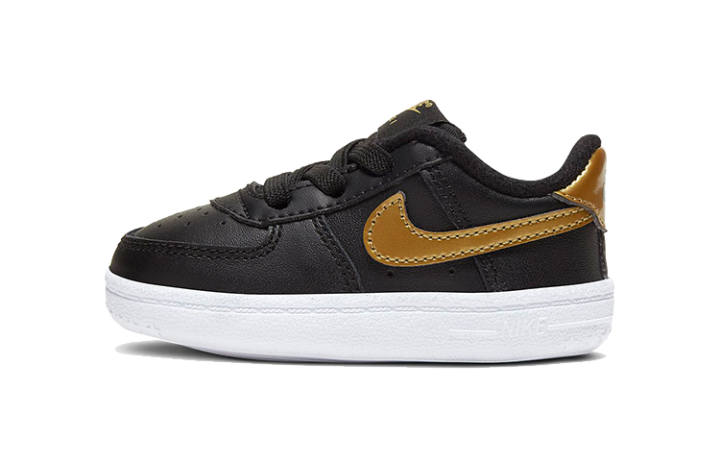 Nike Nike Air Force 1 Crib Low top Toddler Shoes Black Gold Infant And Toddler