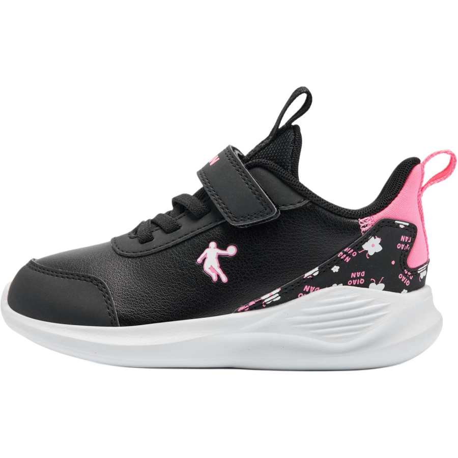 QIAODAN Slip Resistant Abrasion Resistant Low top Kids' Running Shoes Black Pink Children Aged 3 7 Years Old