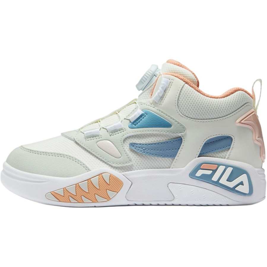 FILA KIDS Heritage FHT Abrasion Resistant Mid top Kids' Skateboarding Shoes Fading Blue/Starlight White Kids'