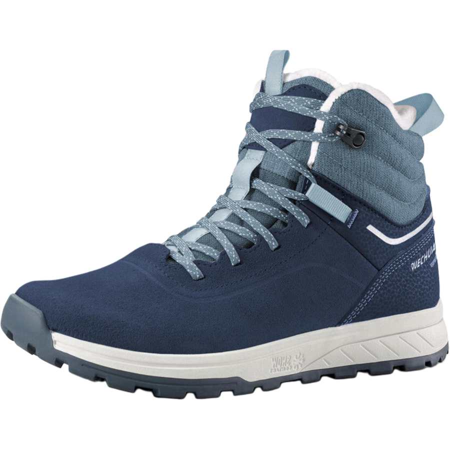 DECATHLON SH500 Leather Slip Resistant Anti Kick Abrasion Resistant High top Kids' Outdoor Shoes Dark Navy Blue Brick