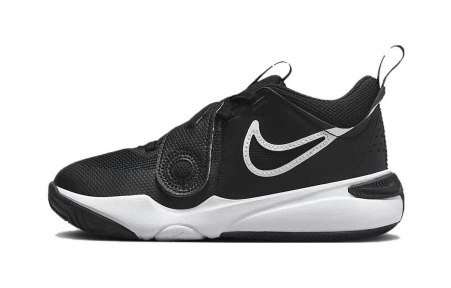 Nike Nike Team Hustle D 11 BP Slip Resistant Anti Kick Low top Children's Basketball Shoes Black White Kids'