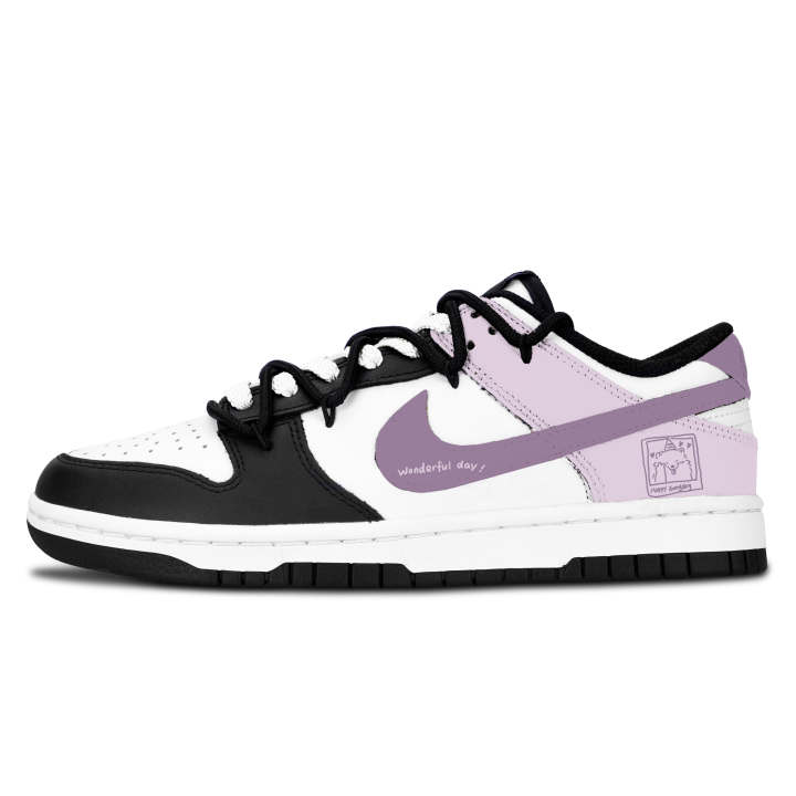 Nike Nike Dunk Black White, Purple Soft Sweet Leather Slip Resistant Abrasion Resistant Slip Resistant Abrasion Resistant