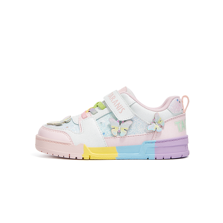 TARANIS Slip Resistant, Abrasion Resistant, Breathable Kids' Skateboarding Shoes White Pink Children Aged 3 7 Years Old