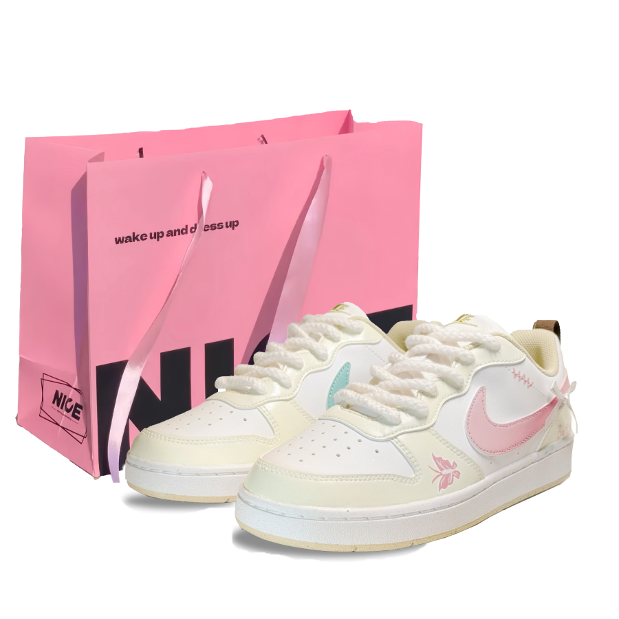 Nike Nike Court Borough COURT BORO Synthetic Leather Slip Resistant Low top Kids' Skateboarding Shoes Pink Teenagers