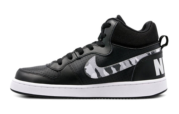 Nike Nike Court Borough Mid Synthetic Leather Slip Resistant Abrasion Resistant Mid top Skateboard Shoes Black White Unisex