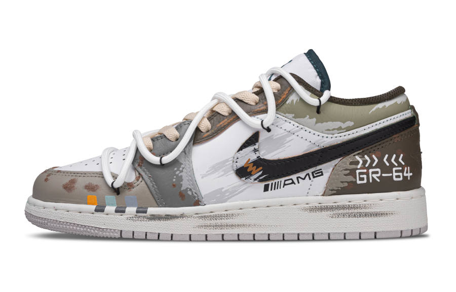 Jordan Jordan Air Jordan 1 Old Racing Track Leather Slip Resistant Abrasion Resistant Low top Children's Basketball Shoes