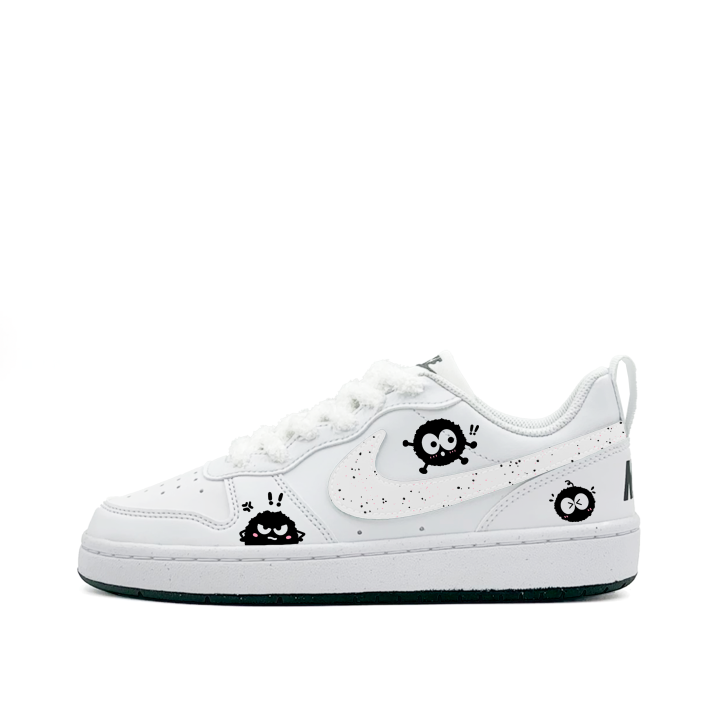Nike Nike Court Borough Coal Ball Collection Synthetic Leather Abrasion Resistant Low top Skateboard Shoes Black White Kids'