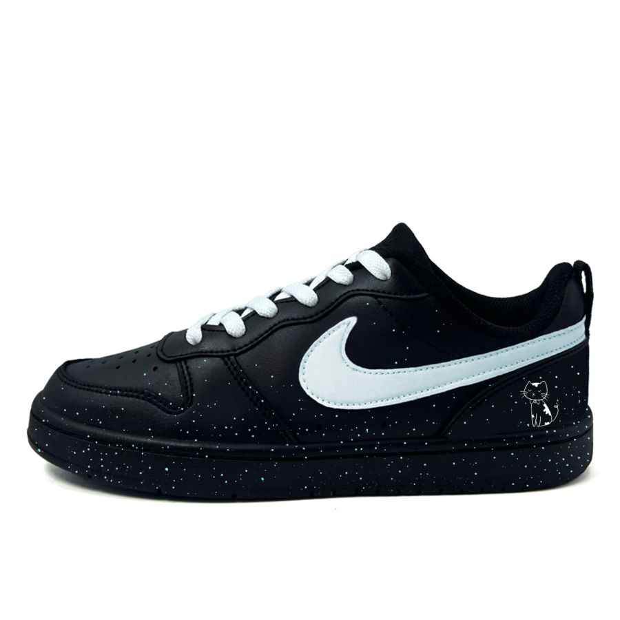 Nike Nike Court Borough Dark Sky Starry Meowth Synthetic Leather Slip Resistant Low top Kids' Skateboarding Shoes Black
