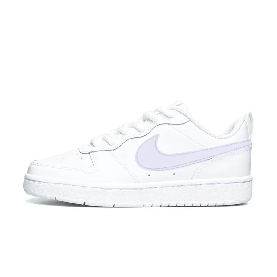Nike Nike Court Borough Low 2 Leather Slip Resistant Abrasion Resistant Low top Kids' Skateboarding Shoes White Purple
