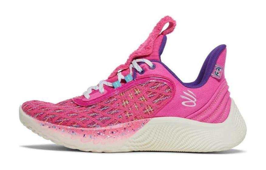 Under Armour SESAME STREET x Under Armour Curry 9 Flow Cushioning, Wear Resistant Low top Children's Basketball Shoes Pink