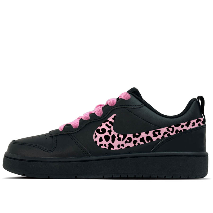 Nike Nike Court Borough Peach Pink Leopard Print Leather Slip Resistant Abrasion Resistant Low top Kids' Skateboarding Shoes