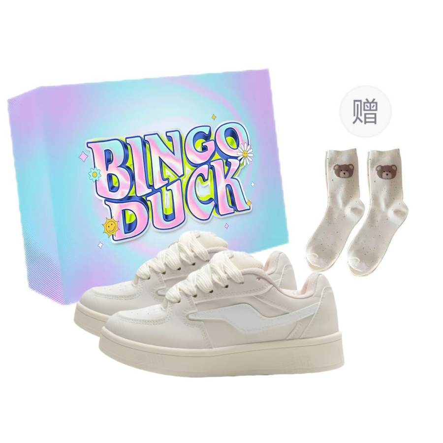 BINGO DUCK Slip Resistant Slip Resistant Low top Skateboard Shoes Women's Beige