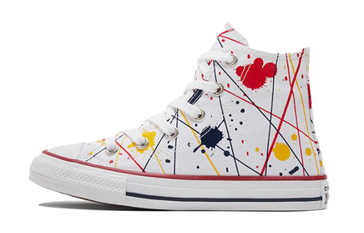 Converse Chuck Taylor All Star Comfortable Abrasion Resistant High top Kids Canvas Shoes White Multicolor Teenagers