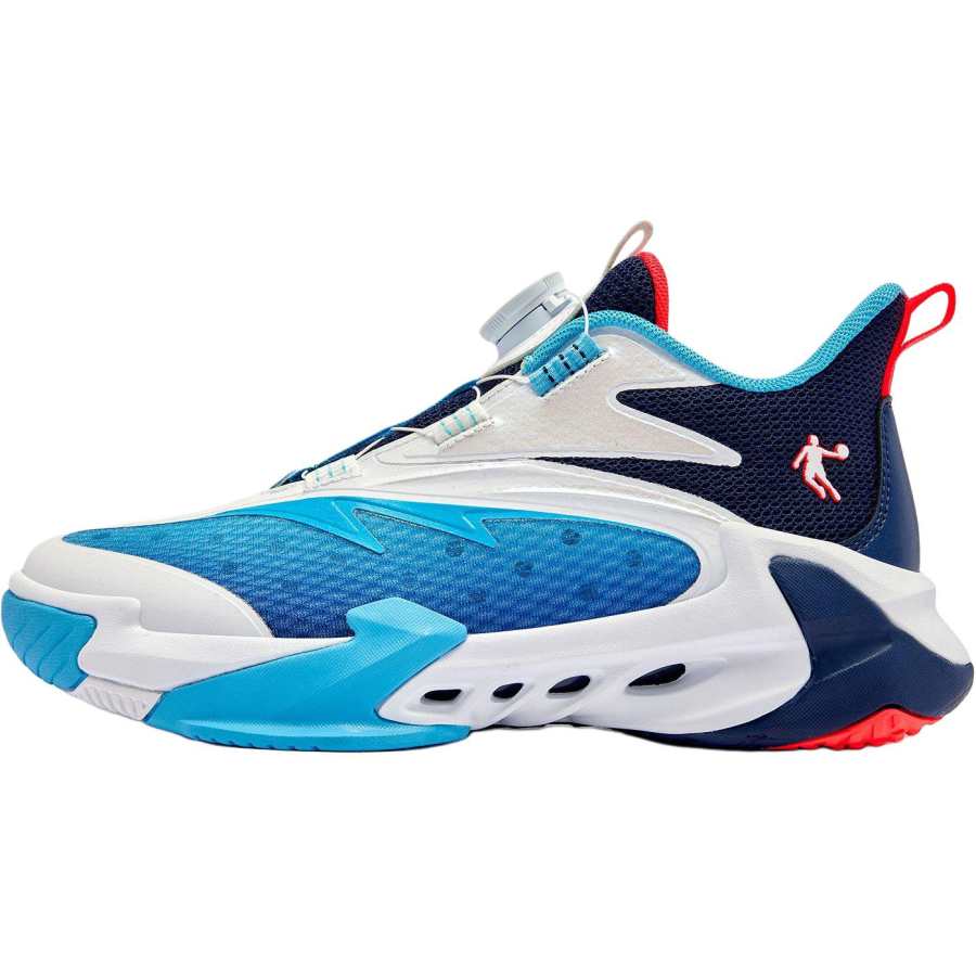QIAODAN Soft And Comfortable Mid top Basketball Shoes Serene Blue/Kunpeng Blue Teenagers