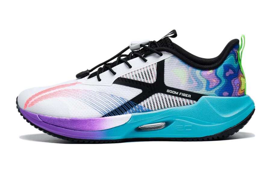 Li-Ning YOUNG Li Ning YOUNG Super Light YOUNG20 Slip Resistant Abrasion Resistant Low top Running Shoes White Blue Purple