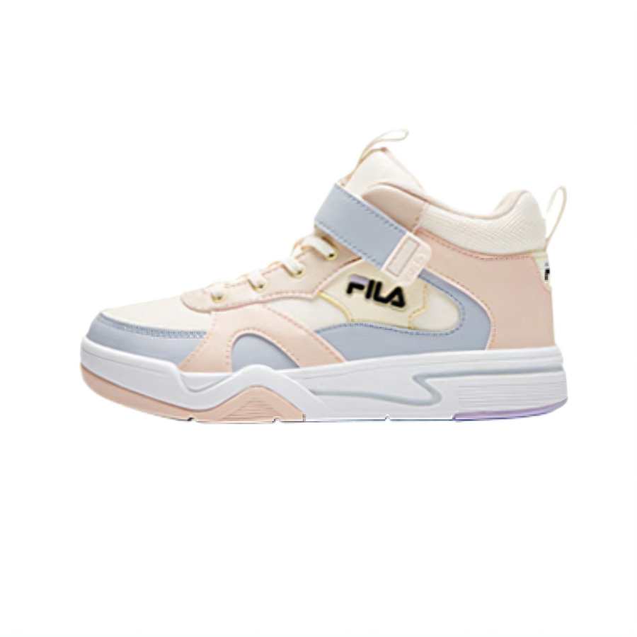 FILA KIDS Slip Resistant Abrasion Resistant Mid top Kids' Skateboarding Shoes Peony Silver/Milk White Kids'