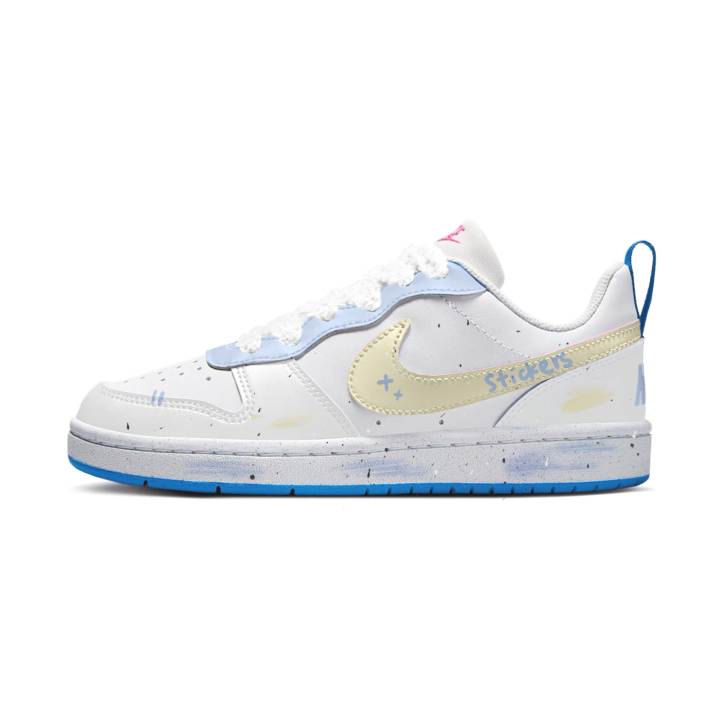Nike Nike Court Borough Synthetic Leather Slip Resistant Abrasion Resistant Low top Kids' Skateboarding Shoes White Yellow