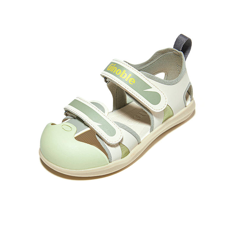 GINOBLE Versatile Abrasion Resistant Breathable Toddler Shoes Ivory White/Ai Shi Green Infant And Toddler