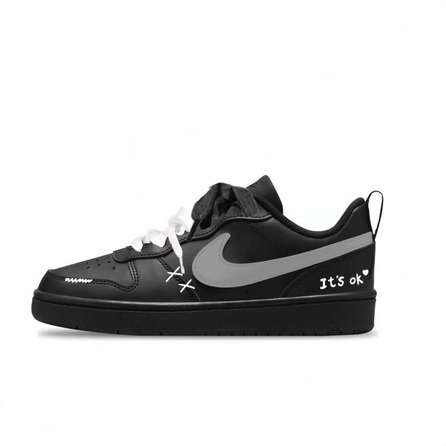 Nike Nike Court Borough OK Bandage Slip Resistant Abrasion Resistant Low top Kids' Skateboarding Shoes