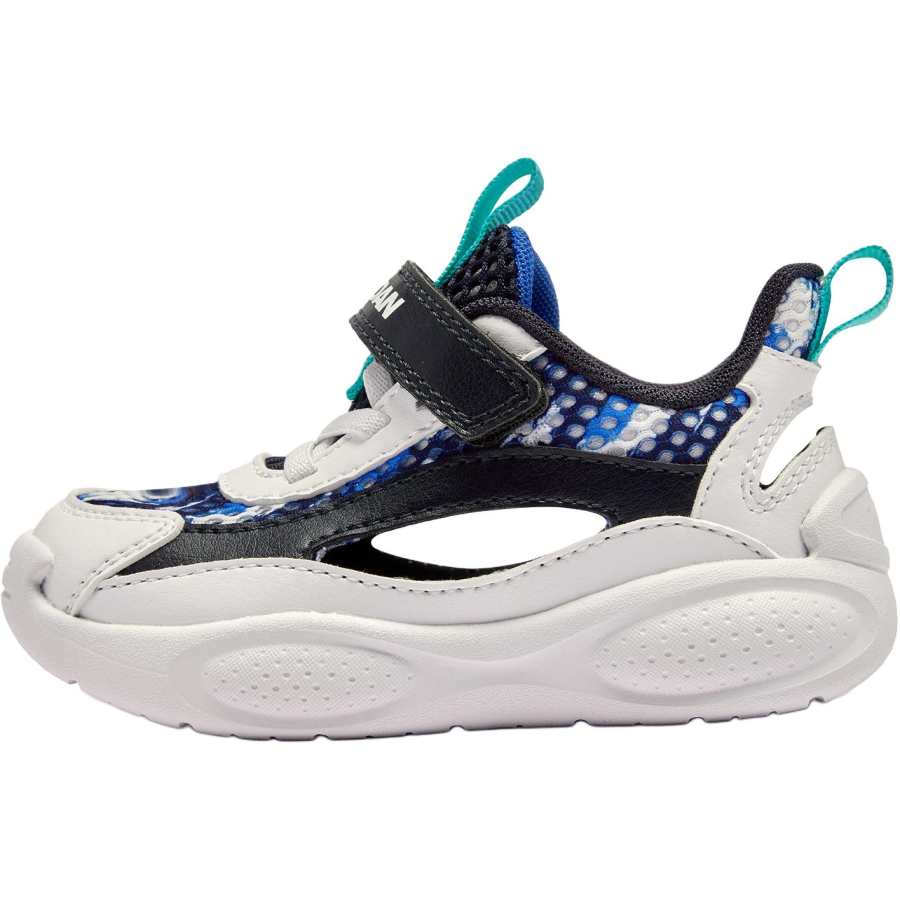 QIAODAN Slip Resistant Cushioning Low top Toddler Shoes White Blue Infant And Toddler