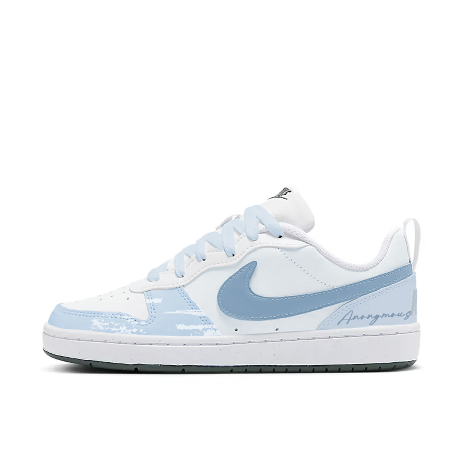 Nike Nike Court Borough Synthetic Leather Slip Resistant Cushioning Low top Kids' Skateboarding Shoes Blue White Teenagers