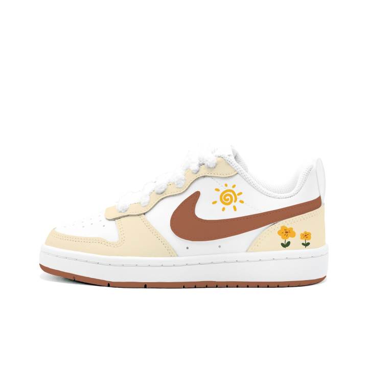 Nike Nike Court Borough Warm Sunlight Leather Slip Resistant Cushioning Abrasion Resistant