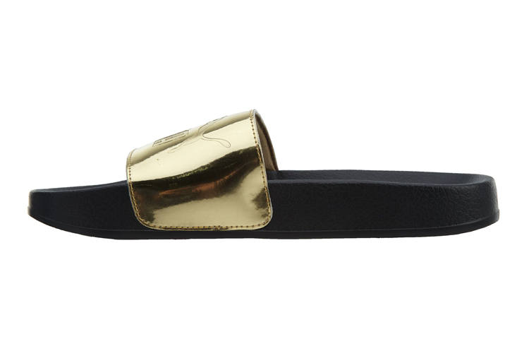 PUMA Leadcat Mirror Kids' Slippers Black Gold Teenagers