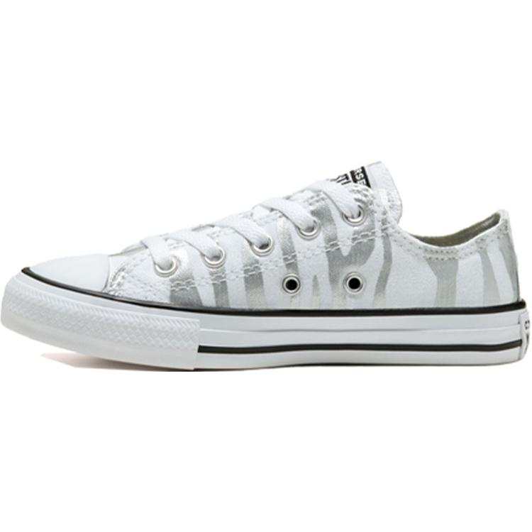 Converse Archive Zebra Chuck Taylor All Star Low top Kids Canvas Shoes Silver White Teenagers