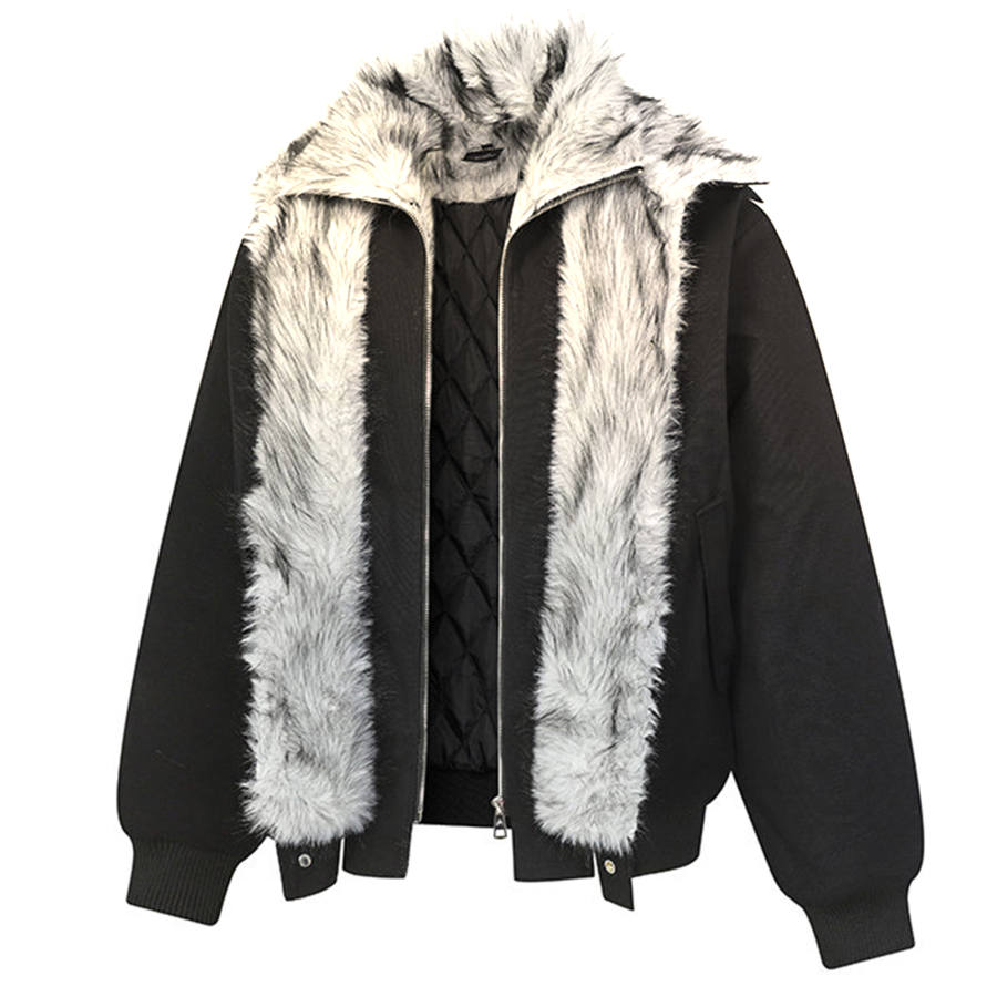 X1617 Puffer Jackets Unisex Black Mountain Hawk Cotton Jacket Hooded Thickened Mock Two Piece Puffer Jacket