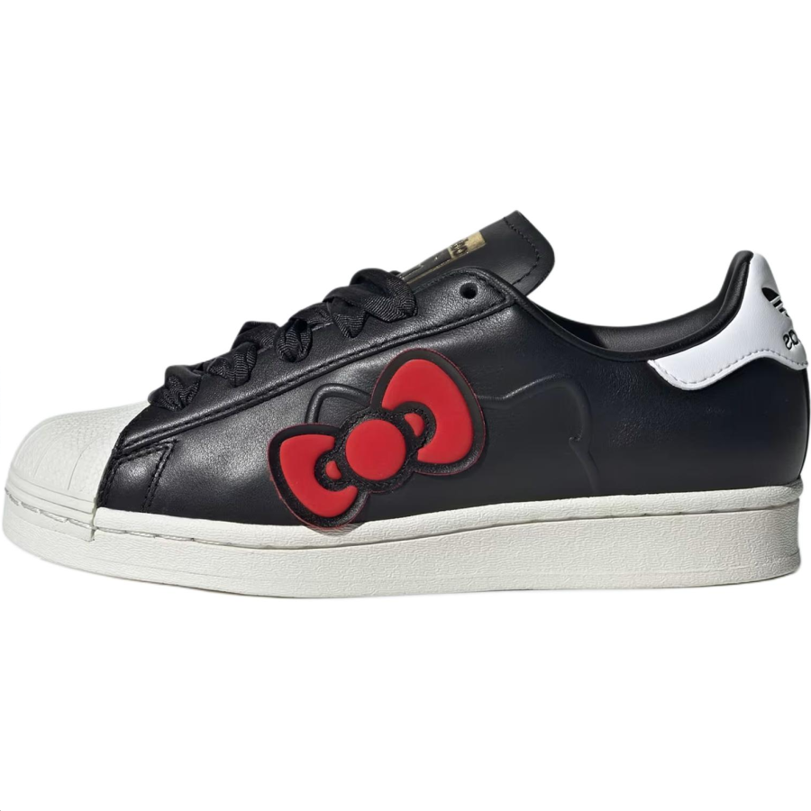 Adidas Originals Hello Kitty x Adidas Originals SUPERSTAR Leather Low top Kids' Skateboarding Shoes Black White