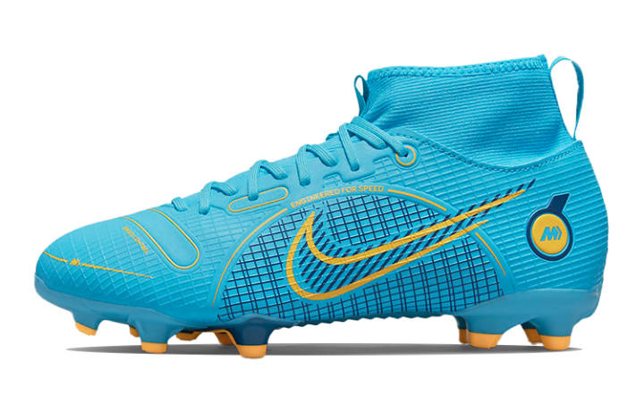 Nike Nike Mercurial Superfly 8 Slip Resistant Cushioning Abrasion Resistant Mid top Kids' Soccer Shoes Blue Kids'