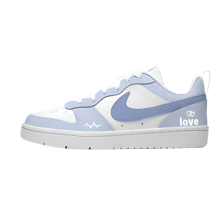 Nike Nike Court Borough Dusty Blue Heartbeat Leather Slip Resistant Cushioning Abrasion Resistant