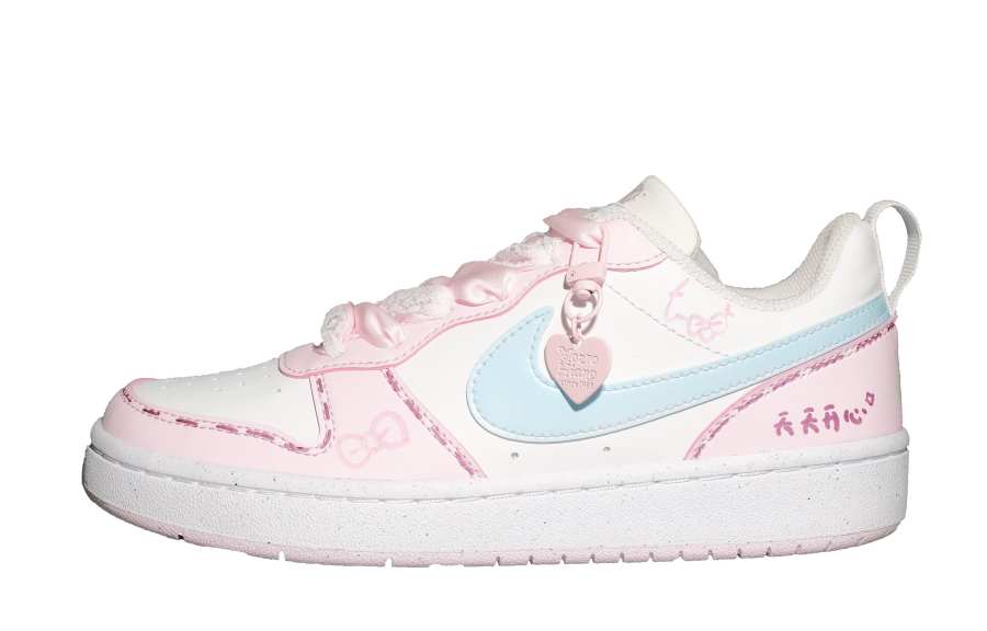 Nike Nike Court Borough Sweet Heart Berry Synthetic Leather Slip Resistant Abrasion Resistant Low top