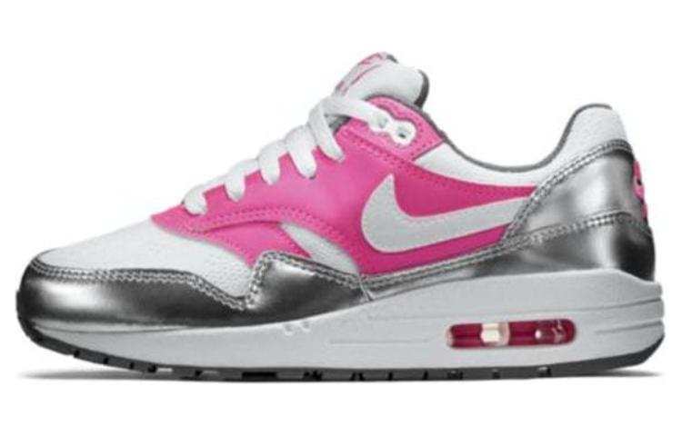 Nike Nike Air Max 1 Sports Abrasion Resistant Low top Kids' Running Shoes Pink Silver Teenagers