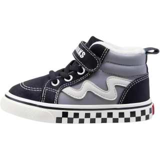 SNORKS Hook and Loop Fleece Lined Comfortable Elegance Versatile Casual High top Kids' Skateboarding Shoes Black White
