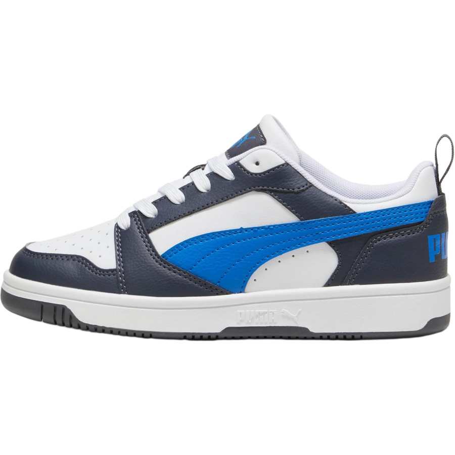 PUMA Rebound V6 Lo Versatile Abrasion Resistant Abrasion Resistant Low top Kids' Skateboarding Shoes White Blue