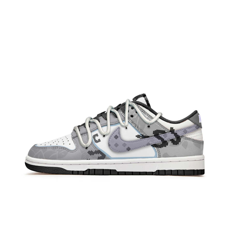 Nike Nike Dunk Serpent Slip Resistant Abrasion Resistant Low top Kids' Skateboarding Shoes Gray Purple Teenagers