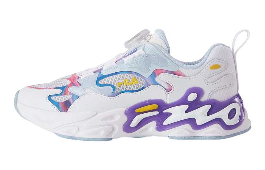 FILA KIDS Boa Slip Resistant Anti Kick Low top Kids' Running Shoes White Blue Pink Purple Teenagers
