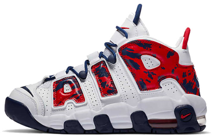 Nike Nike Air More Uptempo White Blue Red Camo GS